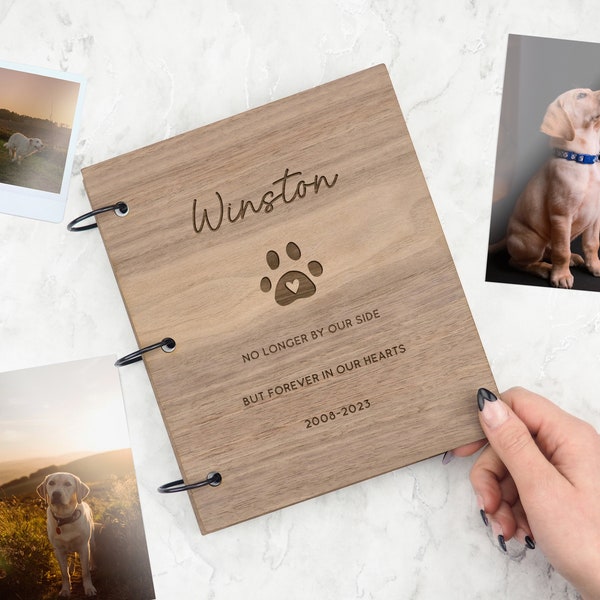 Pet Memorial Photo Album, ‘Forever in Our Hearts’ Notebook, Personalised Dog Memory Book, Photo Album for Dogs, Pet Memorial Gift