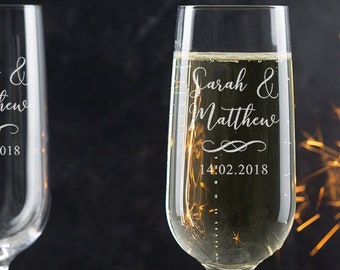 Personalised Champagne Flutes Pair