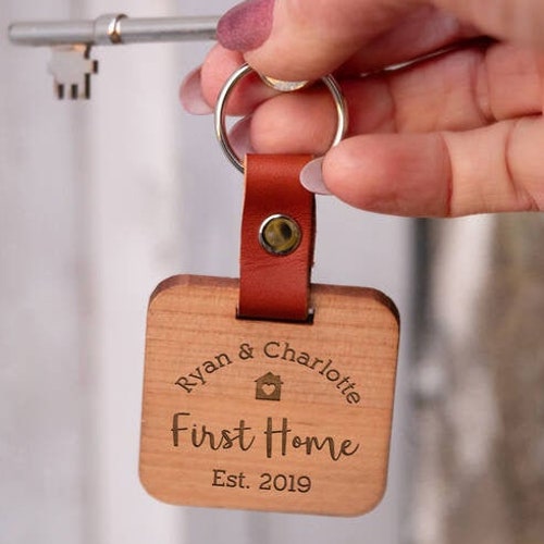 Personalised First Home Keyring Personalized Housewarming - Etsy