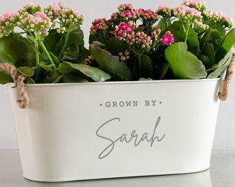 Personalised Engraved Metal Plant Pot | New Home Gift For Couples | Anniversary Gift for Wife Husband | Garden Lover Gift | Flower Planter