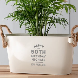 Personalised Engraved Happy Birthday Planter | 50th Birthday Gift For Men Him | Milestone Birthday Gifts For Grandad | Garden Gifts For Dad