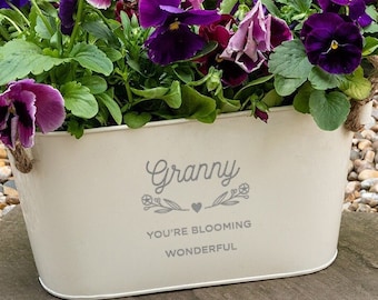 Granny Plant Pot, Engraved Flower Pot 'Granny You're Blooming Wonderful', Unique Outdoor Herb Planter, Granny Gift, Birthday Gift For Granny