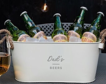 Cubo de hielo de cerveza personalizado - Enfriador de cerveza para papá - Enfriador de bebidas de metal - Regalo del día del padre - Regalo de cumpleaños para él - Accesorios para el bar del hogar