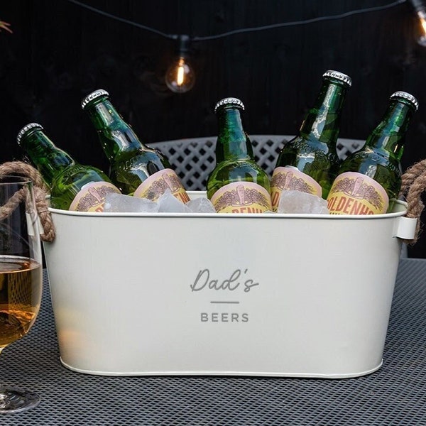 Personalised Beer Ice Bucket - Beer Cooler for Dad - Metal Drinks Cooler - Father’s day Gift - Birthday gift for him - Home Bar Accessories