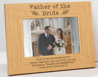 Personalised Father of the Bride Picture Frame - Personalized Father Of Bride Gift - Engraved Photo Frame - Wedding Parents Gift