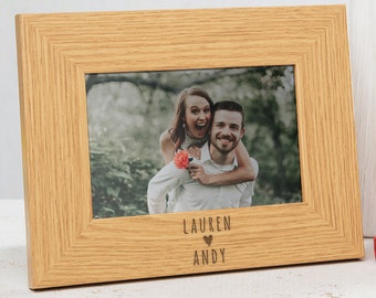 Valentines Day Gifts For Him, Personalised Couples Photo Frame, Engraved Picture Frame, Wedding Gift For Couple, Wooden Photo Frame