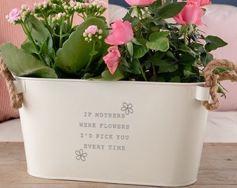 Engraved Flower Pot 'If Mothers Were Flowers I'd Pick You' - Unique Indoor Outdoor Herb Planter - Birthday or Mothers Day Gift for Mum