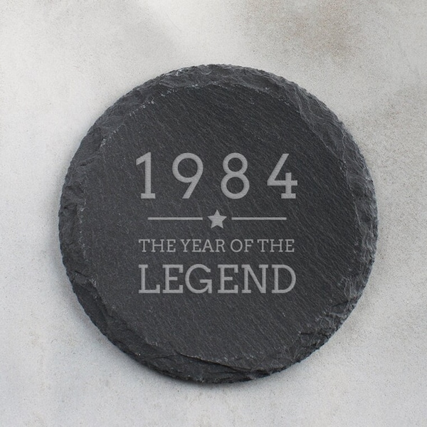 40th Birthday Gift for Men, Engraved Slate Coaster, "1984 Year of The Legend", 40th Birthday Gift for Him, 80s Kid Gift, Gen X Gift