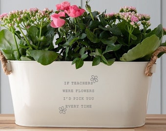 Engraved Flower Pot 'If Teachers Were Flowers I'd Pick You' - Unique Indoor Outdoor Herb Planter - Thank You Gift for Teachers from Students