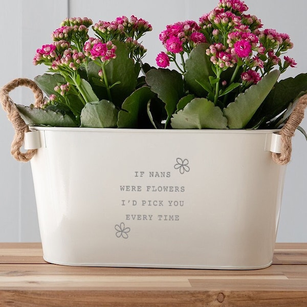 Engraved Flower Pot 'If Nans Were Flowers I'd Pick You' - Unique Indoor Outdoor Herb Planter - Birthday or Mothers Day Gift for Nan Nanny