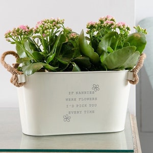 Engraved Flower Pot 'If Nannies Were Flowers I'd Pick You' - Unique Indoor Outdoor Herb Planter - Birthday or Mothers Day Gift for Nanny Nan