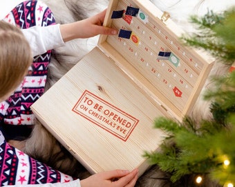 Wooden Advent Calendar, Personalised Advent Calendar, Countdown To Christmas Box, Personalized Wooden Advent Calendar Box
