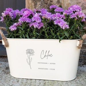 Personalised Engraved Birth Month Flower Planter | Unique Birthday Gift for Women Her | Birth Month Gifts For Best Friends | Gift for Garden