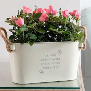 Engraved Flower Pot 'If Mums Were Flowers I'd Pick You' - Unique Indoor Outdoor Herb Planter - Birthday or Mothers Day Gift for Mum Mummy