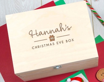 Christmas Eve Box, Personalized Wooden Box, Engraved Wood Box for Gifts, Xmas Eve Box For Family, Unique Christmas Gift