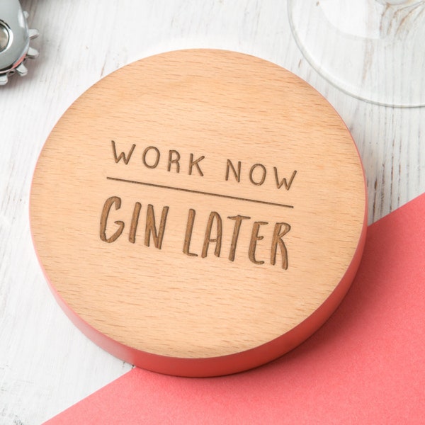 Personalized Coworker Colleague Gin Gift Idea Coaster - Christmas Secret Santa Present Stocking Filler - Engrave with Gin, Wine, Beer, Vodka