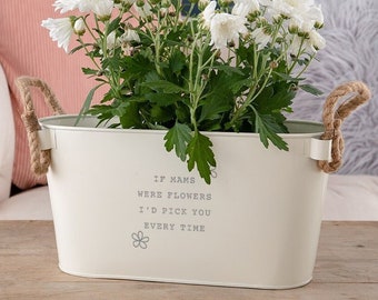 Engraved Flower Pot 'If Mams Were Flowers I'd Pick You' - Unique Indoor Outdoor Herb Planter - Birthday or Mothers Day Gift for Mam Mum