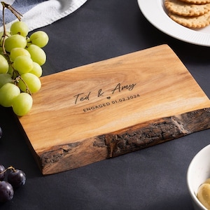 Personalised Rustic Wooden Serving Board - Personalized Engagement Gift for Couple - Unique Kitchen Décor - Anniversary Present For Her