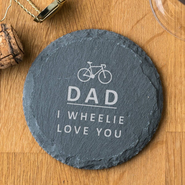 Personalised Cycling Pun Natural Slate Coaster - Cycling Gifts For Dad - Funny Fathers Day Gifts For Dad