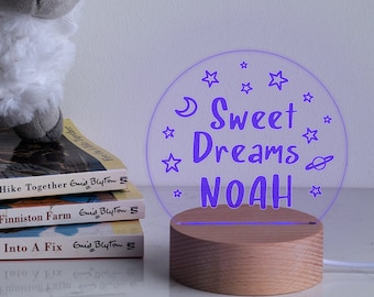 Luz de noche personalizada para bebé - Minilámpara LED de escritorio personalizada - Regalo único para baby shower - 7 colores de luz