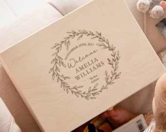 Baby Erinnerungsbox, personalisierte Baby Memory Box, Neugeborenen Geschenk, Einzigartiges Geschenk für die neue Mutter, gravierte Box für Babys, personalisierte Baby Geschenk