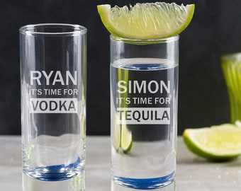Engraved 'It's Tequila Time' Personalised Shot Glass