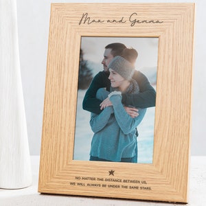 Personalised Engraved Couples Photo Frame | Long Distance Relationship Gift | Valentines Day Gifts For Boyfriend Girlfriend | Couples Gift