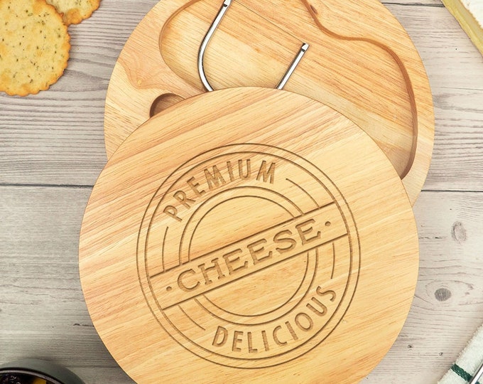 Premium Cheese Delicious Engraved Cheese Board Set - Birthday Present for Dad Him - Fathers Day Gift For Grandpa - Gift for Cheese Lovers