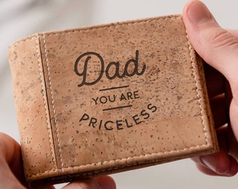 Personalized Vegan Cork Wallet For Him - Funny Fathers Day Gifts For Dad - Personalised Wallet Men - Unique Eco Friendly Present