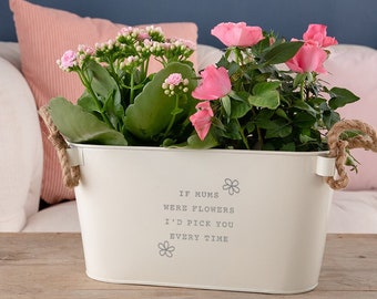 Personalised Flower Pot 'If Mums Were Flowers I'd Pick You' - Personalized Indoor Outdoor Herb Planter - Birthday or Mothers Day Gift