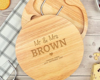 Personalised Cheese Board Set - Personalized Wedding Anniversary Gift for Couples - Wedding Gifts For Husband And Wife - Cheese Accessories