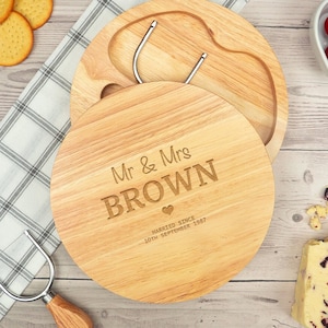 Personalised Cheese Board Set - Personalized Wedding Anniversary Gift for Couples - Wedding Gifts For Husband And Wife - Cheese Accessories