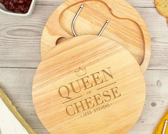 Personalized 'Queen of Cheese' Cheese Board Gift Set for Her - Christmas Gifts for Her - Cheese Lovers Gift for Her - Cheese Accessories