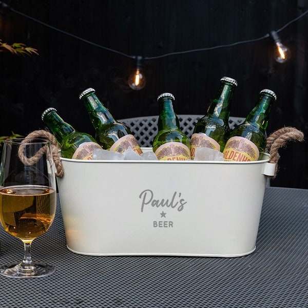 Personalised Metal Ice Bucket for Beer - Metal Drinks Cooler - Father’s day or Birthday Gift for Him - Home Bar Decor - Beer Cooler Custom