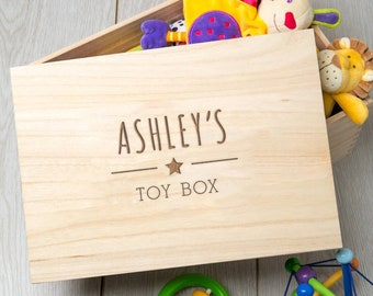 Wooden Toy Box Personalized Toy Box - Personalised Toy Box For Kids - Wooden Toy Crate For Children