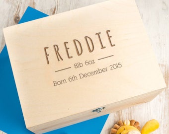 New Baby Gift New Parent Gift Personalised Wooden Baby Keepsake / Memory Box