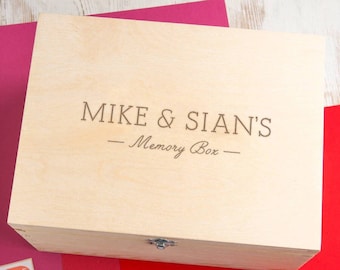 Personalized Wooden Memory Box - Engraved Keepsake Box - Personalised Wedding Anniversary Gift - Unique Valentines Day Gifts