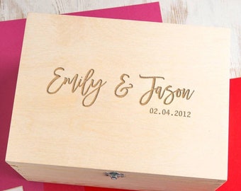 Memory Box, Wedding Keepsake Box, Personalized Wooden Box, Couples Memory Box, Wedding Gift For Newlyweds, Valentines Day Engraved Gift