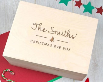 Christmas Eve Box, Personalized Christmas Eve Crate, Large Xmas Eve Box for Children, Solid Pine Wood Box Built To Last, Kids Gift Box