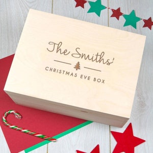 Christmas Eve Box, Personalized Christmas Eve Crate, Large Xmas Eve Box for Children, Solid Pine Wood Box Built To Last, Kids Gift Box image 1