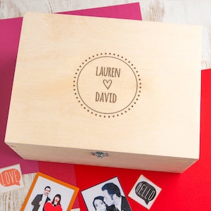 Personalized Wooden Keepsake Box for Couples, Personalised Memory Box, Unique Anniversary Gift, Valentines Day Present, Wooden Box