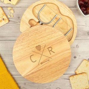 Engagement Gift for Couple, Personalised Cheese Board and Tools Set, Valentines Day Gift for Her, Personalized Engraved Cheeseboard