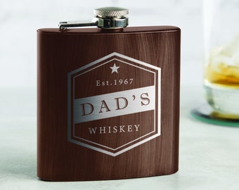 Flasque personnalisée pour homme - Flasque personnalisée pour papa - Cadeaux d'anniversaire personnalisés pour lui - Cadeau unique pour les amateurs de whisky