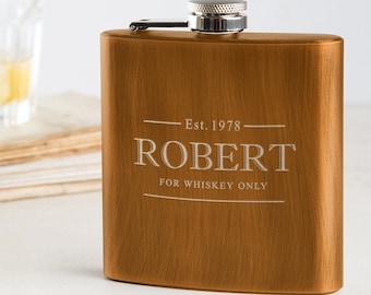 Flasque personnalisée pour homme - Flasque personnalisée pour papa - Cadeaux d'anniversaire personnalisés pour lui - Cadeau unique pour petit ami amateur de whisky