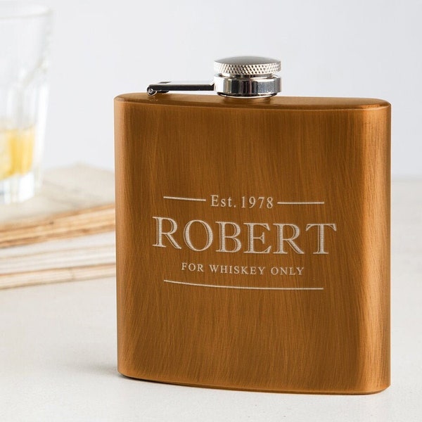 Personalised Hipflask For Men - Custom Hip Flask For Dad - Personalized Birthday Gifts For Him - Unique Gift For Whiskey Lovers Boyfriend