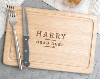 Head Chef Personalised Chopping Board - Father's Day Gift - Birthday Gift for Boyfriend - Cooking Gift for Him - Wooden Serving Board