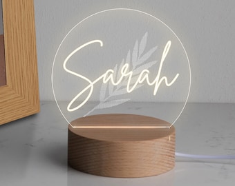 Mini lámpara de escritorio personalizada con nombre, regalo de cumpleaños único, lámpara de escritorio LED, regalo grabado para ella, luz LED, luz nocturna personalizada