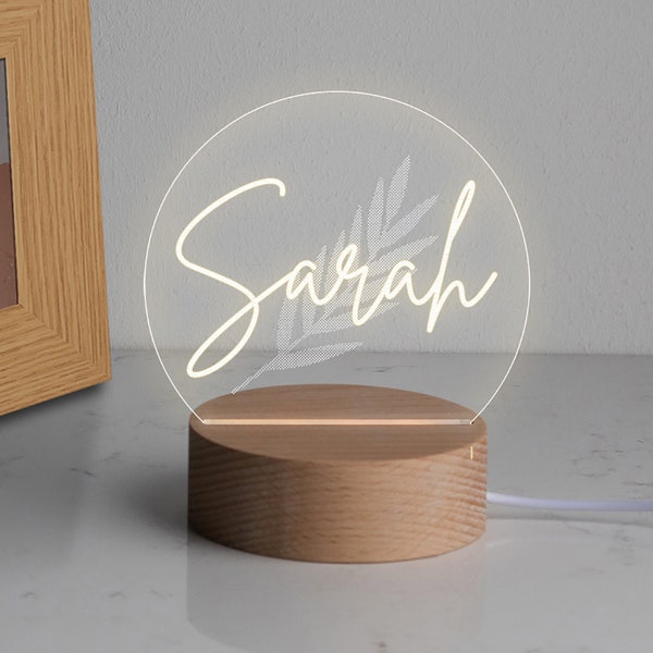 Mini lámpara de escritorio personalizada con nombre, regalo de cumpleaños único, lámpara de escritorio LED, regalo grabado para ella, luz LED, luz nocturna personalizada