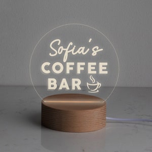 Personalised ‘Coffee Bar’ Desk Lamp, Gift For Coffee Bar Owner, Coffee Lover Gift, New Home Gift, Coffee Shop Sign, Small Table Lamp