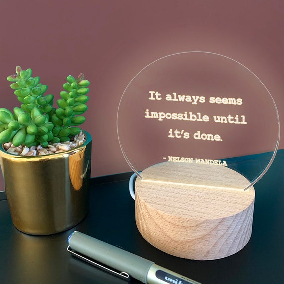 Engraved USB Mini Desk Lamp Inspirational Quotes Gifts for Men Women Home  Office Accessories 7 Light Colour Options 